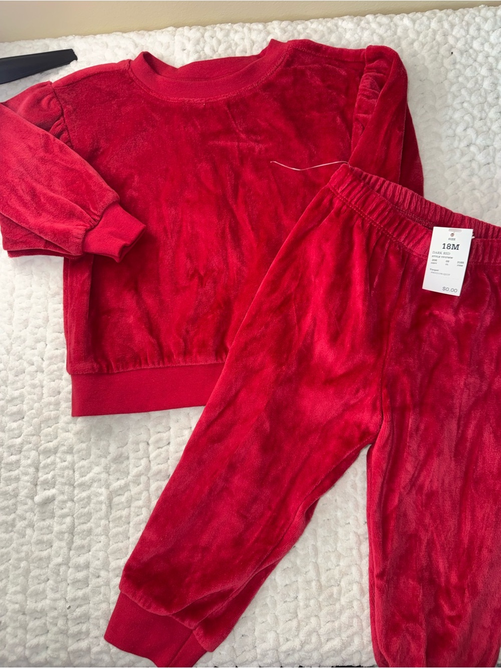Cat & Jack Bright Red Velour Kids Pajama Set